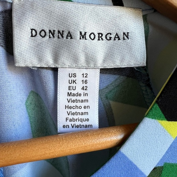 Donna Morgan Women's Faux Drawstring Raglan Sleeve Size 12 Geo Print - Picture 3 of 5